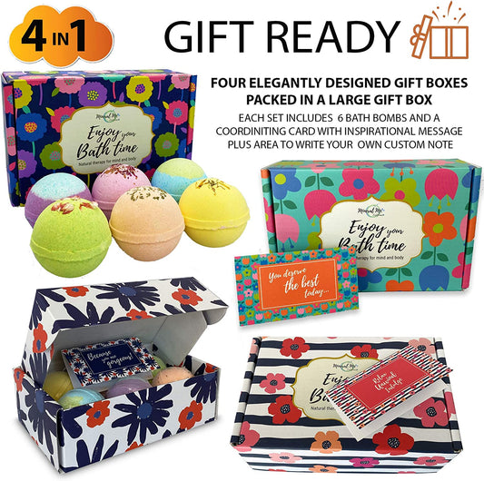 Bath Bombs for Women Relaxing Gift Set - 24 Natural and Organic Bath Bombs with Essential Oils & Moisturizing Shea Butter, Self Care Christmas Gift for Women, Wife, Sister, Her, Kids, Stocking Stuffer