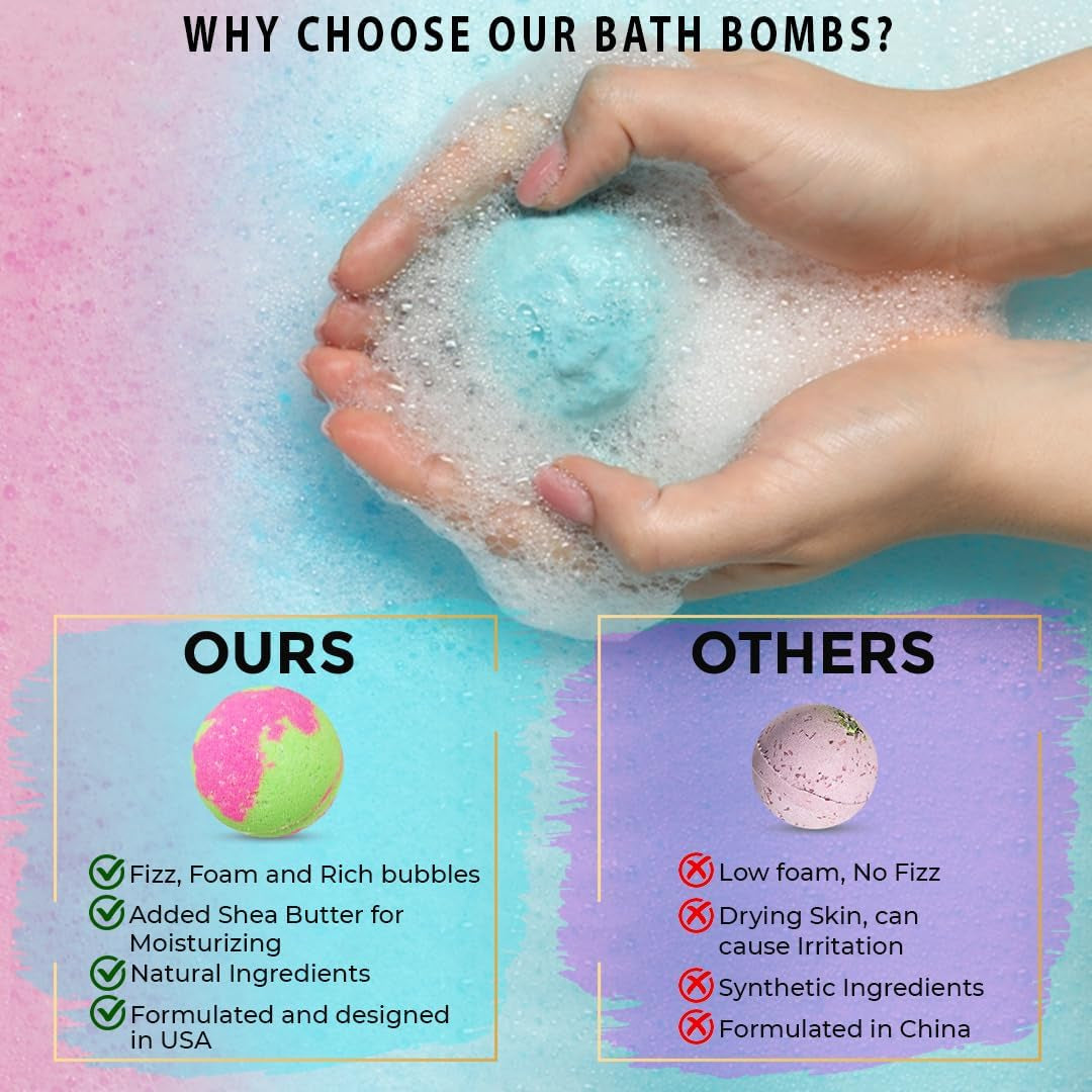 Bath Bombs for Women Relaxing Gift Set - 24 Natural and Organic Bath Bombs with Essential Oils & Moisturizing Shea Butter, Self Care Christmas Gift for Women, Wife, Sister, Her, Kids, Stocking Stuffer