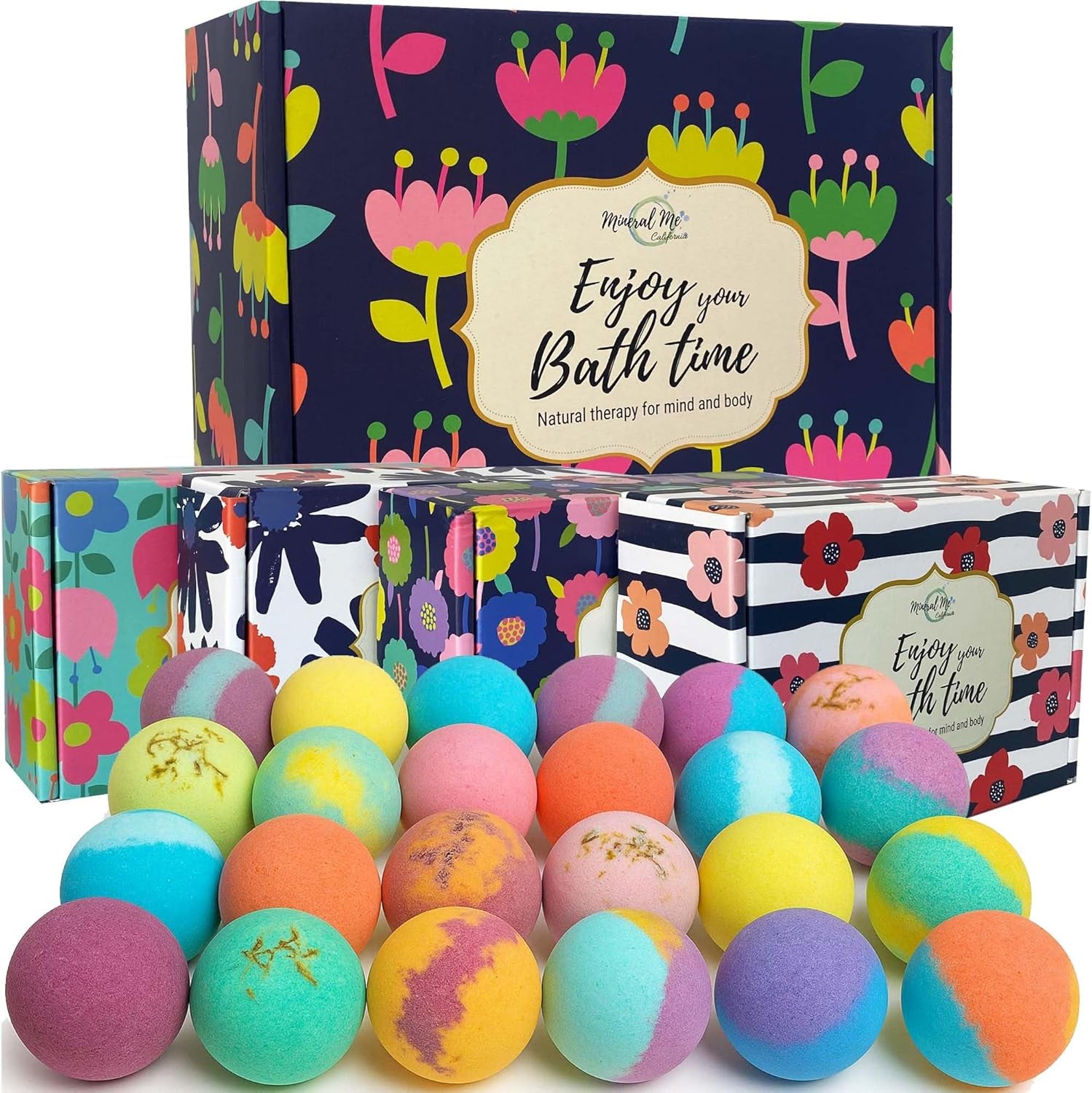 Bath Bombs for Women Relaxing Gift Set - 24 Natural and Organic Bath Bombs with Essential Oils & Moisturizing Shea Butter, Self Care Christmas Gift for Women, Wife, Sister, Her, Kids, Stocking Stuffer