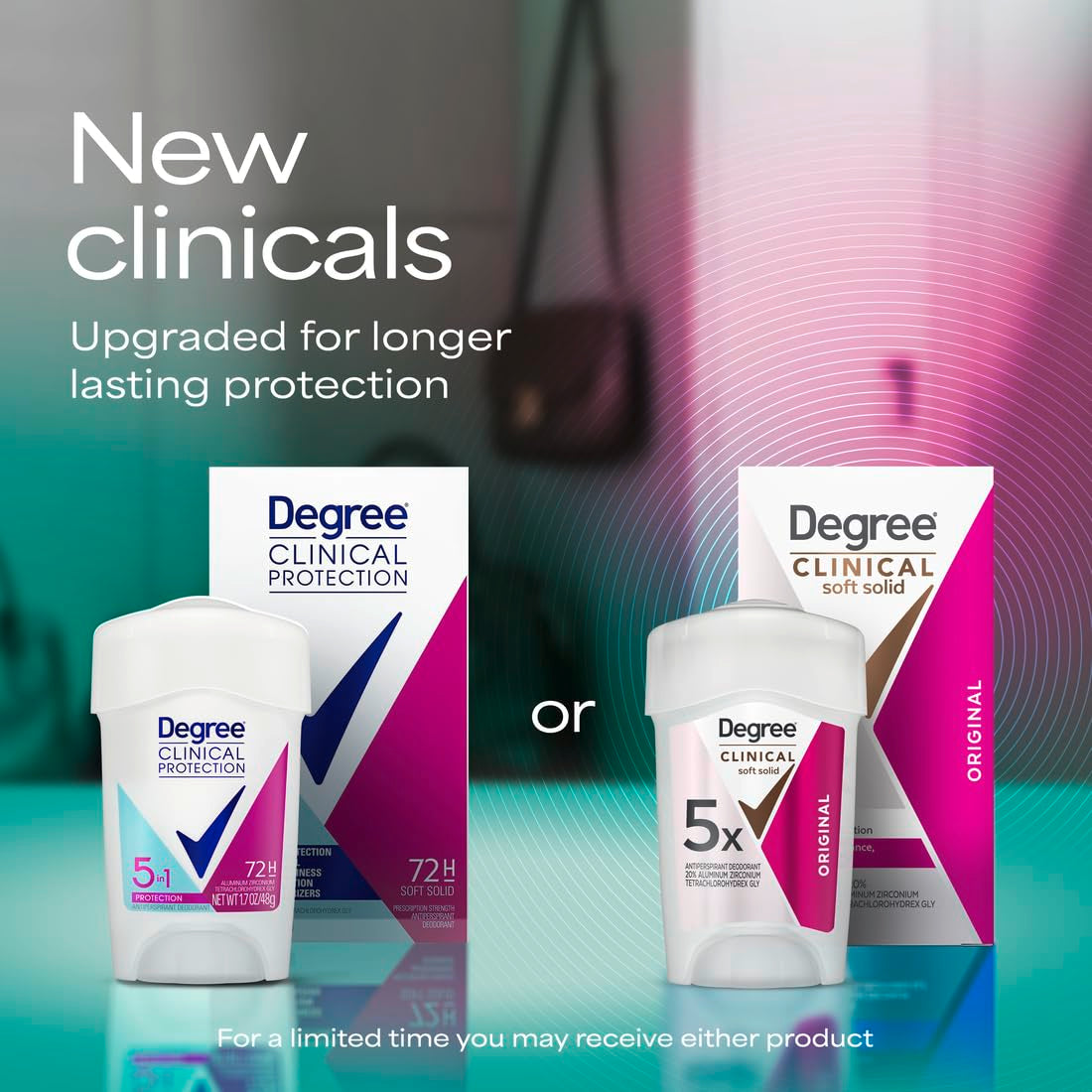 Degree Clinical Protection Antiperspirant Deodorant 72-Hour Sweat & Odor Protection 5-In-1 Antiperspirant for Women 1.7 Oz